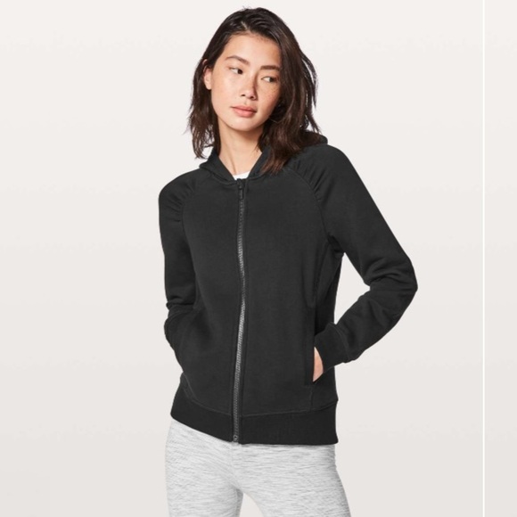 lululemon athletica Jackets & Blazers - Lululemon Cool & Collected Full Zip Black Athletic Hooded Jacket Size 4